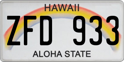 HI license plate ZFD933