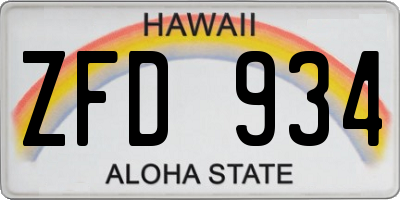 HI license plate ZFD934