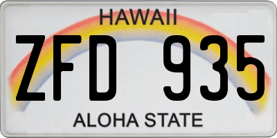 HI license plate ZFD935