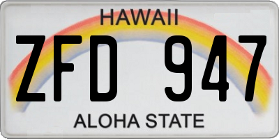 HI license plate ZFD947