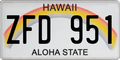 HI license plate ZFD951