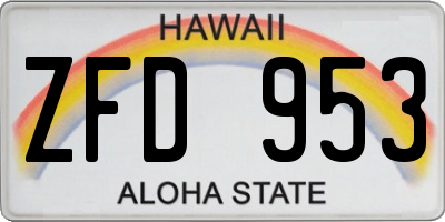 HI license plate ZFD953