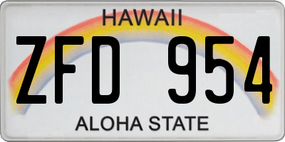 HI license plate ZFD954