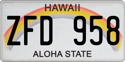 HI license plate ZFD958