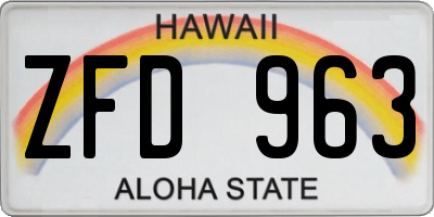 HI license plate ZFD963