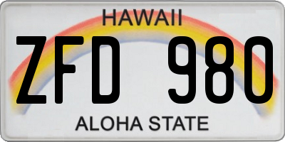 HI license plate ZFD980