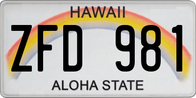 HI license plate ZFD981