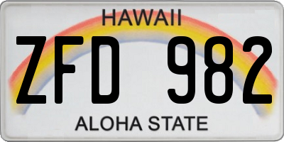 HI license plate ZFD982