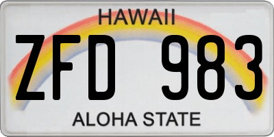 HI license plate ZFD983
