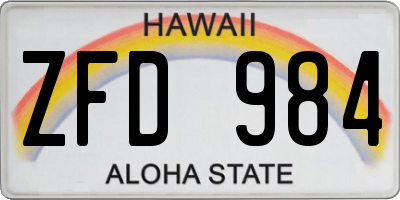 HI license plate ZFD984