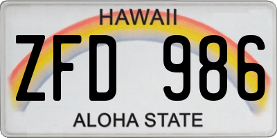 HI license plate ZFD986