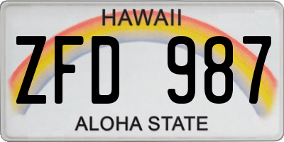 HI license plate ZFD987