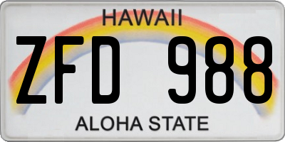HI license plate ZFD988