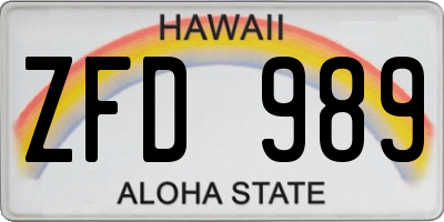 HI license plate ZFD989