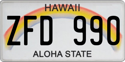 HI license plate ZFD990