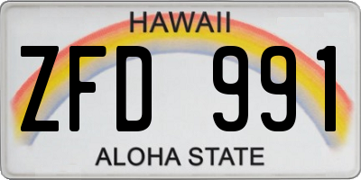 HI license plate ZFD991