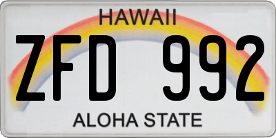HI license plate ZFD992