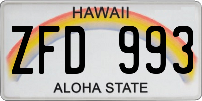 HI license plate ZFD993