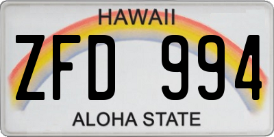 HI license plate ZFD994