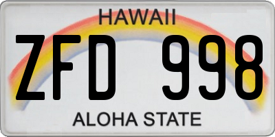 HI license plate ZFD998