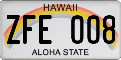 HI license plate ZFE008