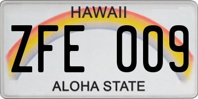 HI license plate ZFE009