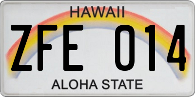 HI license plate ZFE014