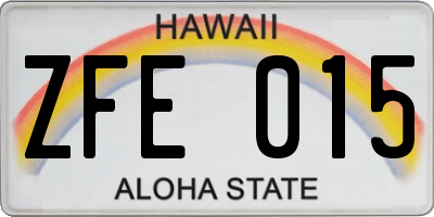 HI license plate ZFE015