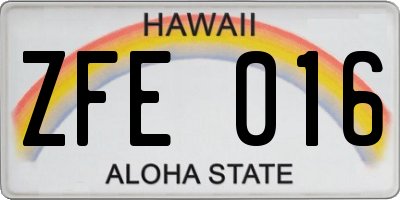 HI license plate ZFE016