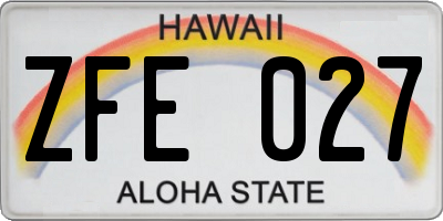 HI license plate ZFE027
