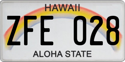 HI license plate ZFE028