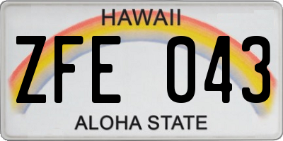 HI license plate ZFE043