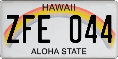HI license plate ZFE044
