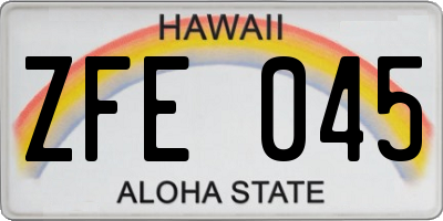 HI license plate ZFE045