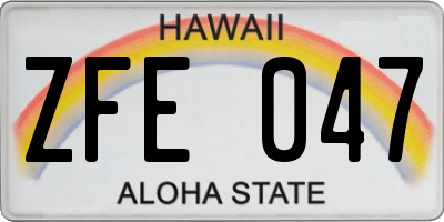 HI license plate ZFE047