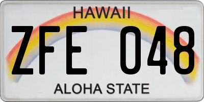 HI license plate ZFE048