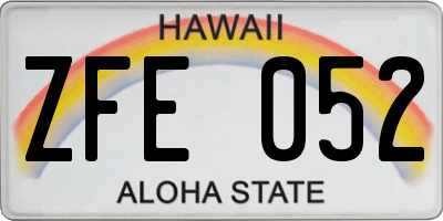 HI license plate ZFE052