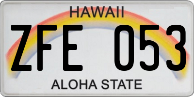 HI license plate ZFE053