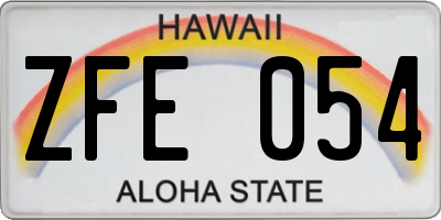 HI license plate ZFE054