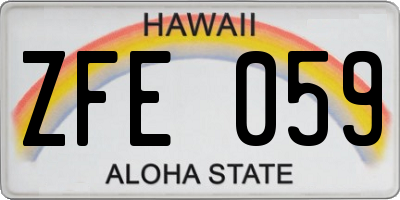 HI license plate ZFE059