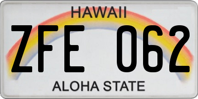 HI license plate ZFE062