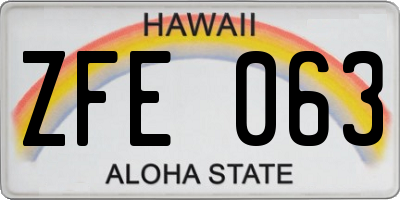 HI license plate ZFE063