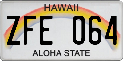 HI license plate ZFE064