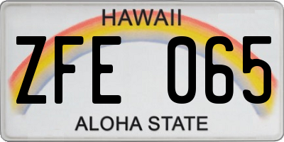 HI license plate ZFE065