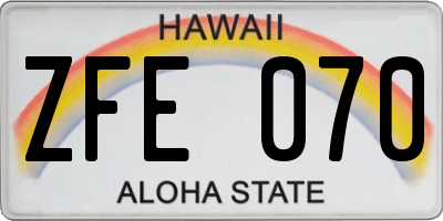 HI license plate ZFE070