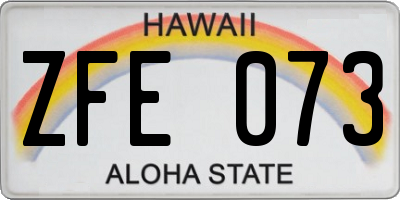 HI license plate ZFE073