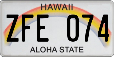 HI license plate ZFE074
