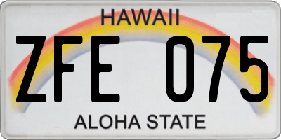 HI license plate ZFE075
