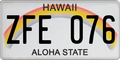 HI license plate ZFE076