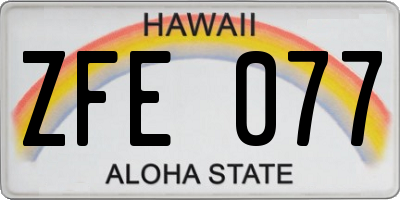 HI license plate ZFE077